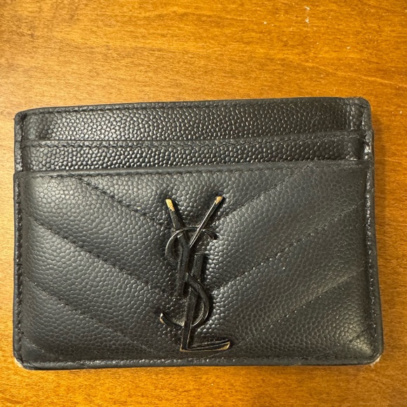 Saint Laurent Black Textured Card Holder - Picture 2 of 4
